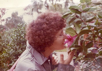 Mom smellling the flowers